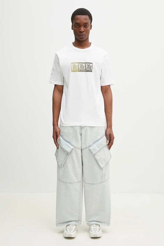 Хлопковые джинсы Marcelo Burlon Bleach Denim Wide Cargo Light Blue No Co CMYB003S25DEN0014000