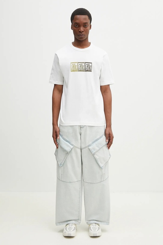 Памучни дънки Marcelo Burlon Bleach Denim Wide Cargo Light Blue No Co CMYB003S25DEN0014000