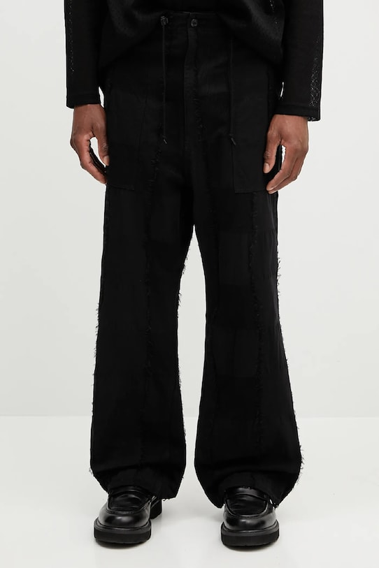 Памучен панталон Needles String Fatigue памук черен QV190