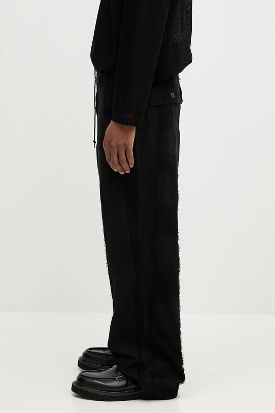 Памучен панталон Needles String Fatigue QV190 черен SS25