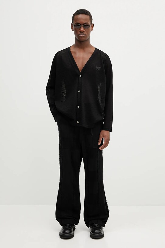 Памучен панталон Needles String Fatigue черен QV190