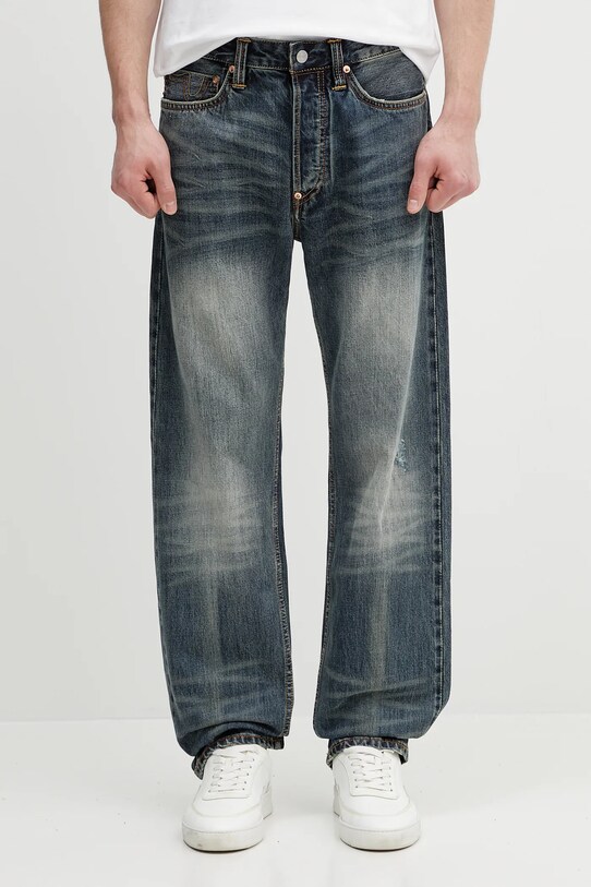 Evisu jeans 7-Pocket Dark Tone Washed albastru 2ESHTM5JE1001