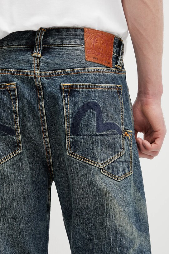 Evisu jeans 7-Pocket Dark Tone Washed albastru 2ESHTM5JE1001