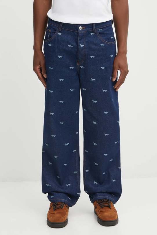 Rifle Maison Kitsuné Relaxed Denim tmavomodrá OM01105WD4014