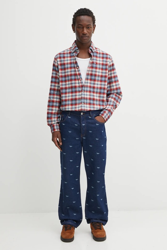 Rifle Maison Kitsuné Relaxed Denim tmavomodrá OM01105WD4014