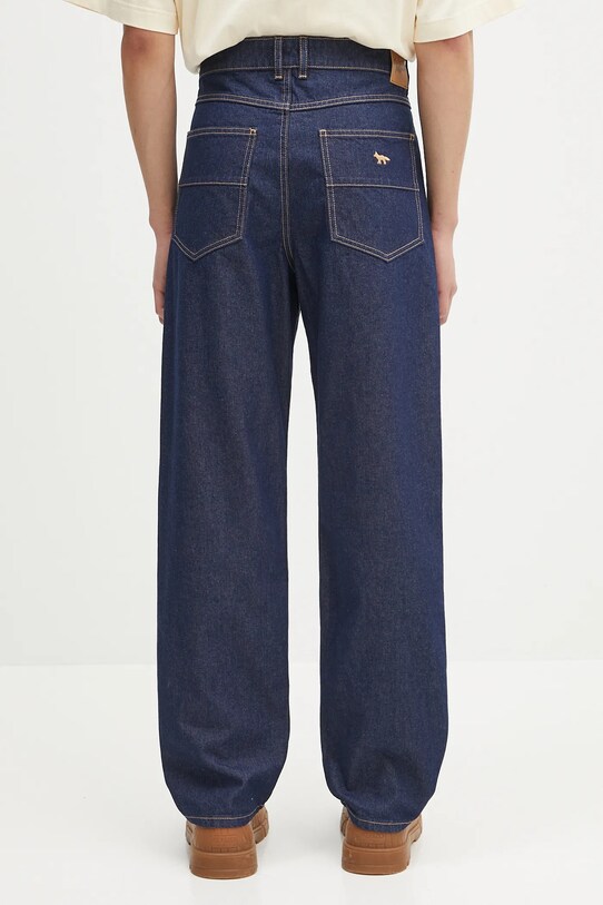Odzież Maison Kitsuné jeansy Straight Denim OM01118WW0081 granatowy