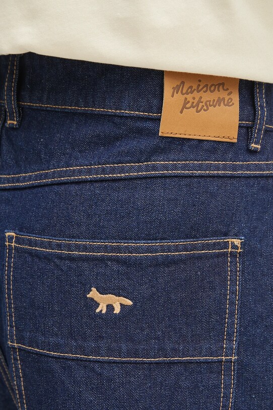 Maison Kitsuné jeansy Straight Denim granatowy OM01118WW0081