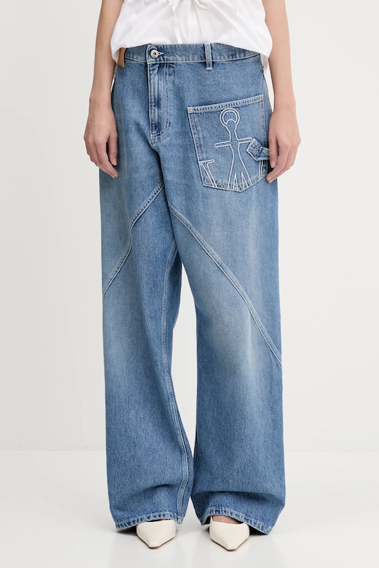 JW Anderson jeansy bawełniane Twisted Workwear medium niebieski DT0110.PG1735.804