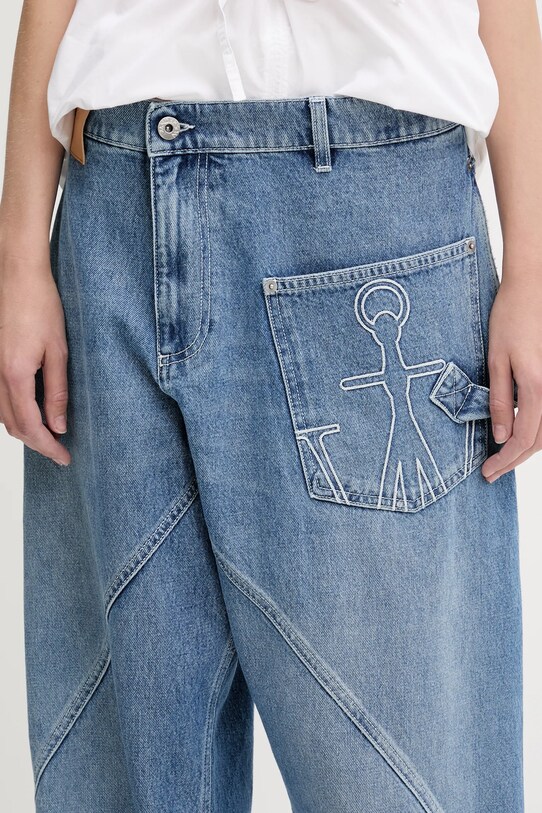 JW Anderson jeansy bawełniane Twisted Workwear niebieski DT0110.PG1735.804