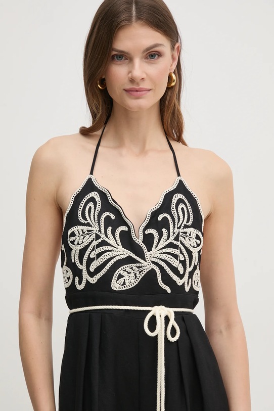 Twinset kombinezon lniany czarny 251LB2FAA