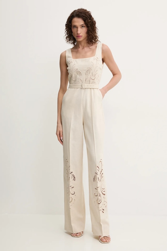 Twinset vászon kezeslábas vállas bézs 251TP2163