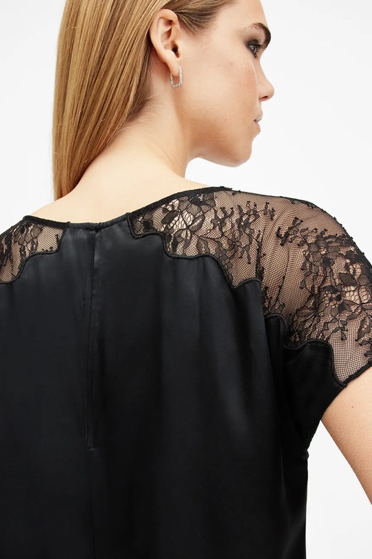 AllSaints salopetă de mătase MARI W050TB negru