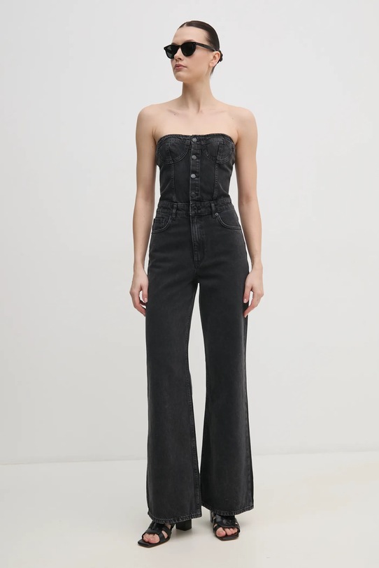 Rifľový overal Sisley bavlna sivá 42Y7LT00M