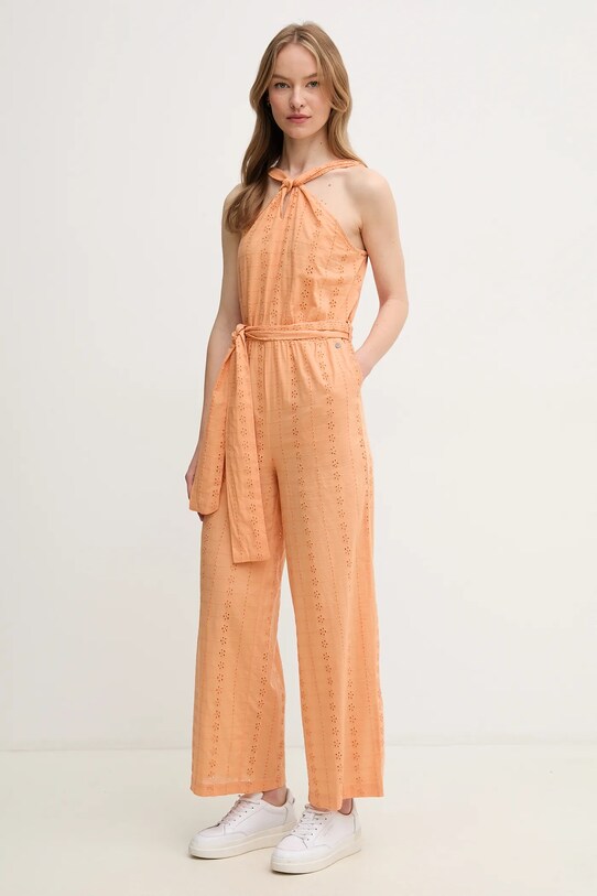 Pepe Jeans salopetă din bumbac EDITH cu modele portocaliu PL230514