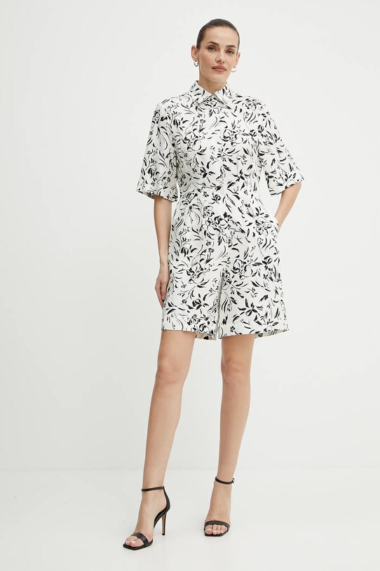 Ľanový overal Karl Lagerfeld A2W13014 biela SS25