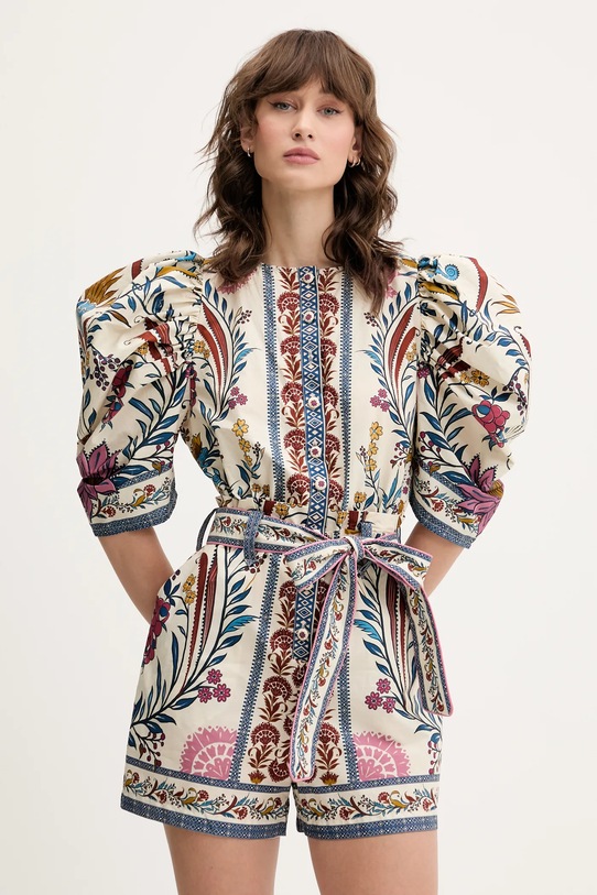 Farm Rio kombinezon bawełniany wzorzyste beżowy 328932