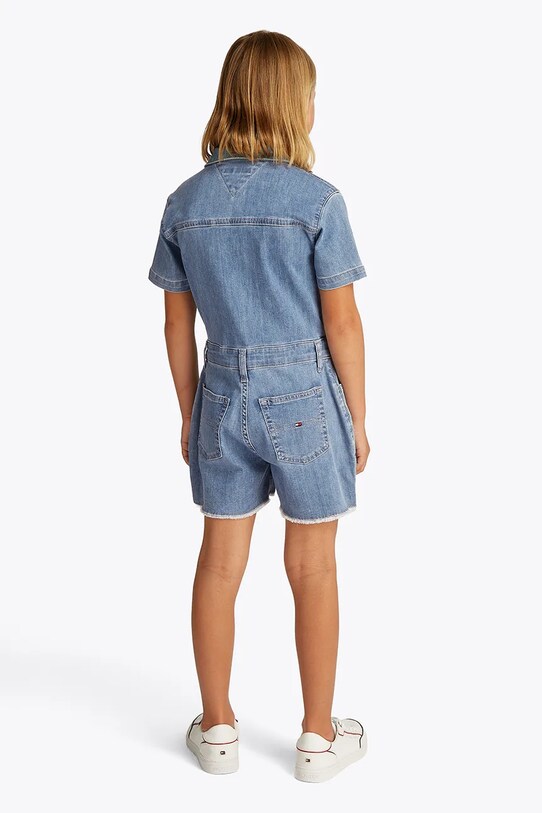 Dziewczynka Tommy Hilfiger kombinezon jeansowy dziecięcy KG0KG08489.PPYA niebieski