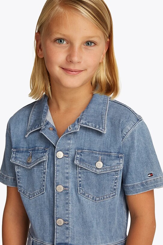 Tommy Hilfiger kombinezon jeansowy dziecięcy niebieski KG0KG08489.PPYA