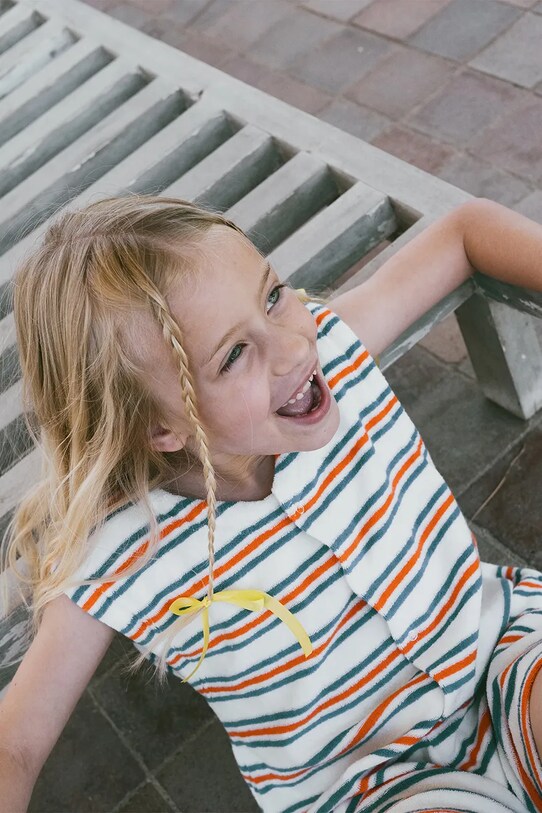 Παιδικές βαμβακερές φόρμες Tinycottons STRIPES MULTICOLOR JUMPSUIT λευκό SS25.131