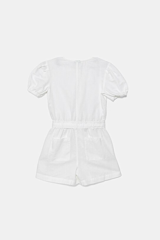 United Colors of Benetton salopetă de in pentru copii 43WBCT014.G.Seasonal alb SS25