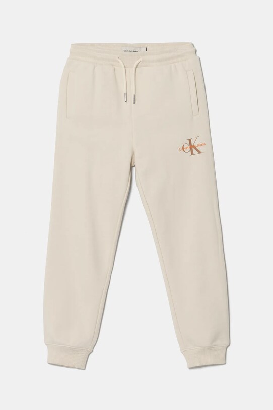 Детские хлопковые штаны Calvin Klein Jeans хлопок бежевый IU0IU00285.PPYA