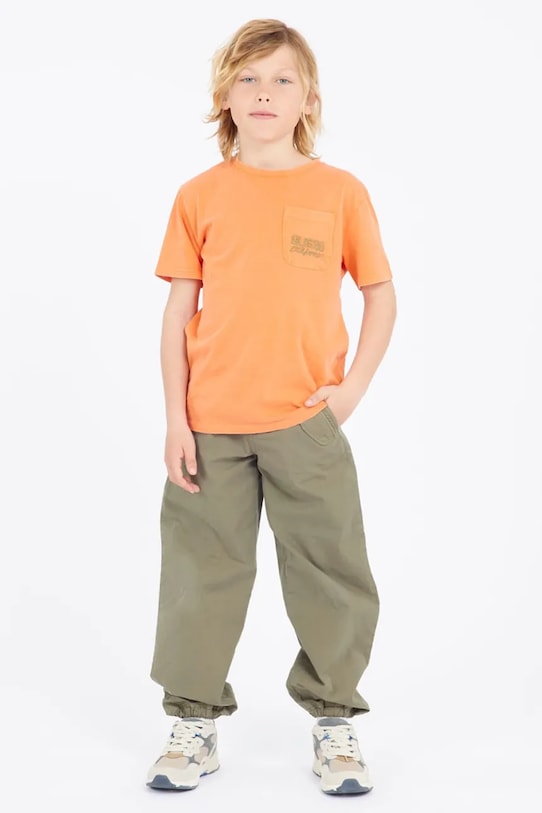 Детские хлопковые брюки Guess хлопок зелёный L5RB09.WF7B1.PPYA