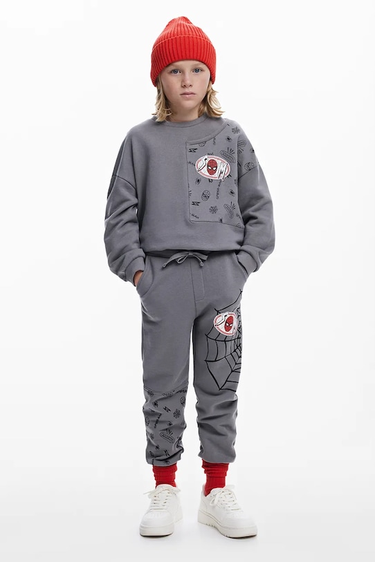 Desigual pantaloni de trening din bumbac bumbac gri 25SBPK01