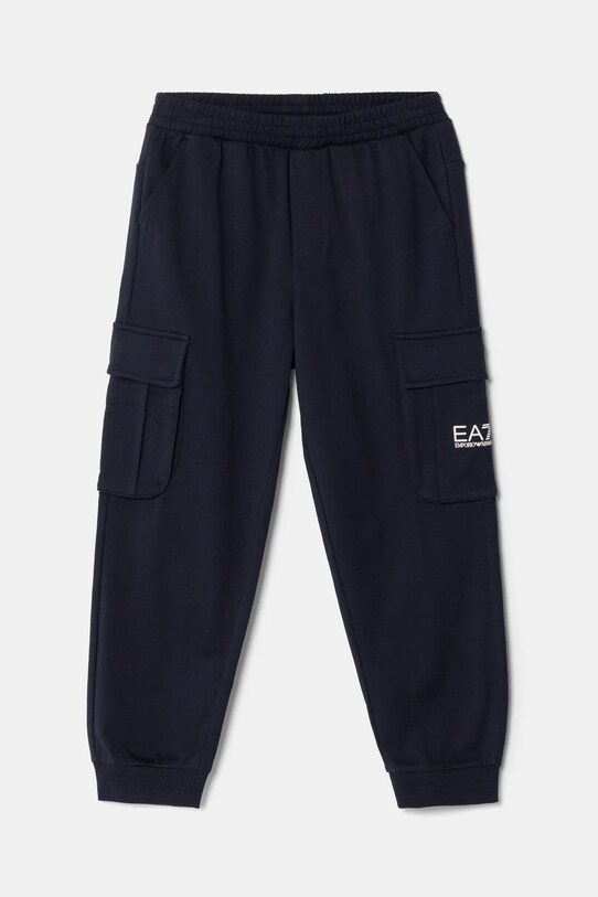 Детские хлопковые штаны EA7 Emporio Armani трикотаж тёмно-синий 7B000028.AF10380