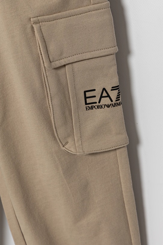 Băieți EA7 Emporio Armani pantaloni de trening din bumbac pentru copii 7B000028.AF10380 bej