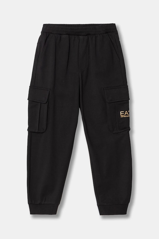 Детски памучен спортен панталон EA7 Emporio Armani трикотаж черен 7B000028.AF10380