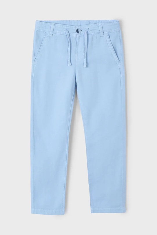 Mayoral pantaloni cu amestec de in pentru copii bumbac albastru 3568.5E.Mini.PPYA