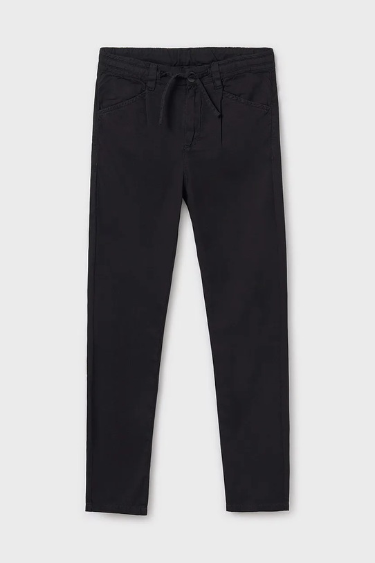 Dětské bavlněné kalhoty Mayoral relaxed fit látka černá 6525.7C.Junior.PPYA