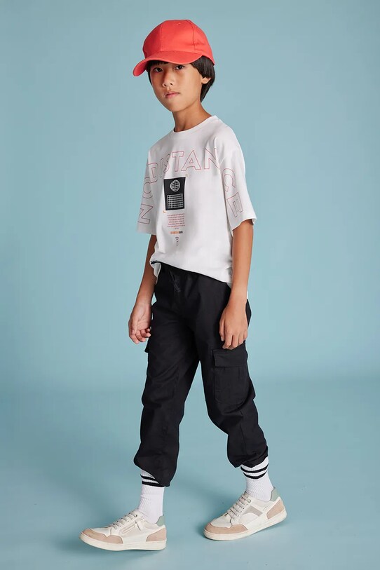 Mayoral pantaloni cu amestec de in pentru copii panza negru 6526.7D.Junior.PPYA