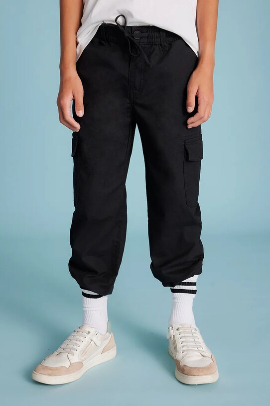 Mayoral pantaloni cu amestec de in pentru copii 6526.7D.Junior.PPYA negru
