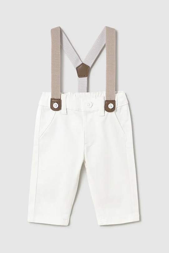 Mayoral Newborn pantaloni din bumbac pentru bebeluși bumbac alb 1561.1F.Newborn.PPYH