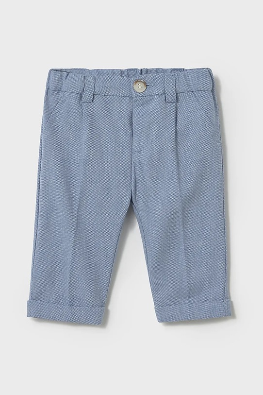 Mayoral Newborn spodnie z domieszką lnu niemowlęce tkanina niebieski 1562.1K.Newborn.PPYH