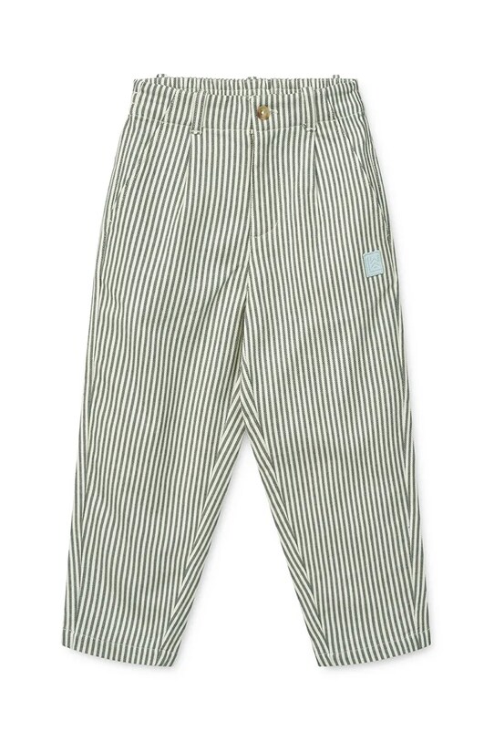 Детские хлопковые брюки Liewood Beal Stripe Pants хлопок зелёный LW19927