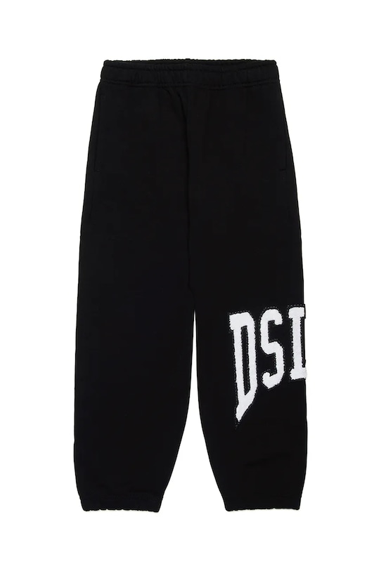 Детские хлопковые штаны Diesel PMARCHI TROUSERS аппликация чёрный J02227