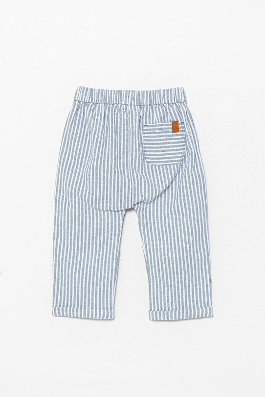United Colors of Benetton spodnie lniane niemowlęce 4OGMAE008.W.Seasonal niebieski SS25