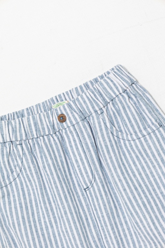 Băieți United Colors of Benetton pantaloni de in pentru bebeluși 4OGMAE008.W.Seasonal albastru