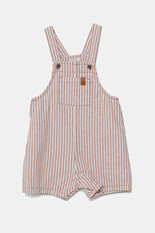United Colors of Benetton salopetă de in pentru bebeluși Produs pentru bebe bej 4OGMAT01A.W.Seasonal