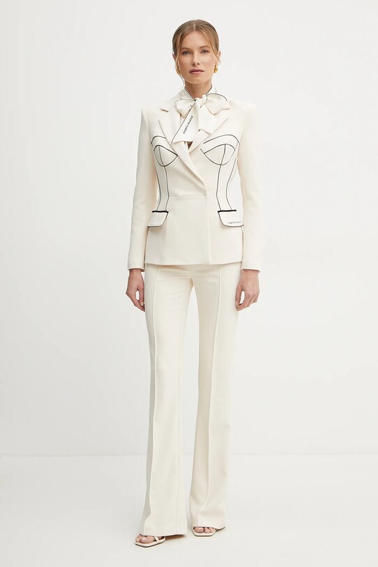 Kalhoty Elisabetta Franchi PA08451E2 béžová SS25