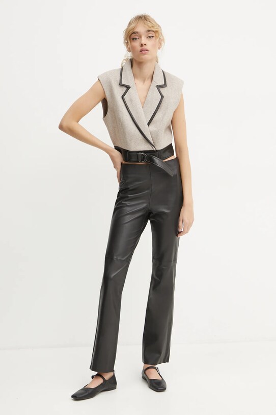 Кожаные брюки Bruuns Bazaar BBW4302 чёрный SS25
