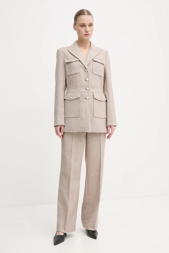 Bruuns Bazaar pantaloni din lână BBW4308 bej SS25