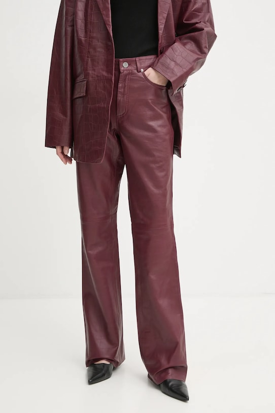 Gestuz pantaloni de piele drept rosu 10909798
