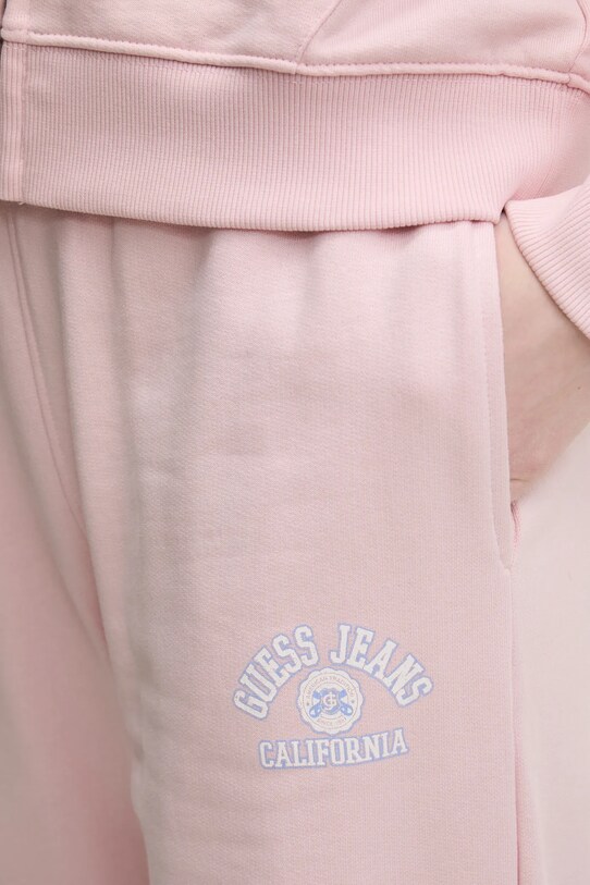 Бавовняні спортивні штани Guess Jeans рожевий W5RB63.K68I4