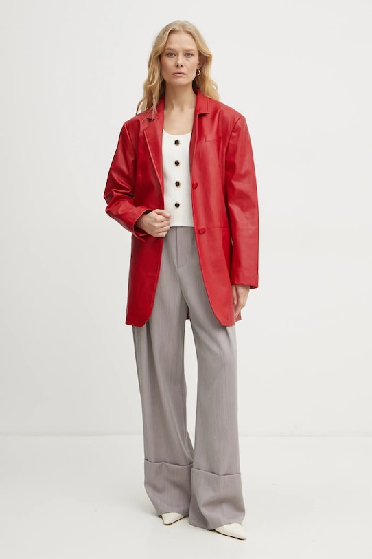 Vlněné kalhoty Victoria Beckham 1125WTR006059A béžová SS25
