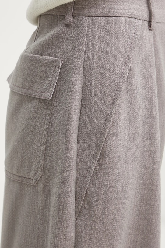 Vlněné kalhoty Victoria Beckham béžová 1125WTR006059A