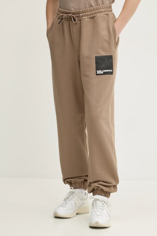 Хлопковые спортивные штаны Karl Lagerfeld Jeans хлопок бежевый A1W10004
