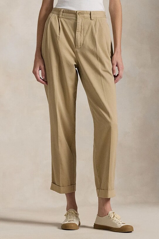 Pamučne hlače Polo Ralph Lauren 211909520 bež SS25